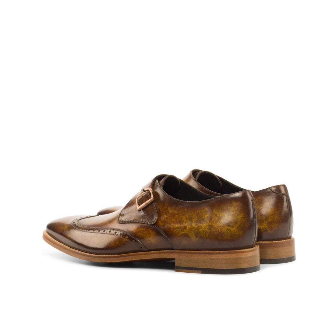Men's Single Monk Shoes Patina Leather Brown 3754 4- MERRIMIUM