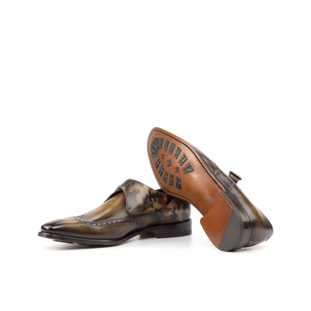 Men's Single Monk Shoes Patina Leather Brown 4719 2- MERRIMIUM