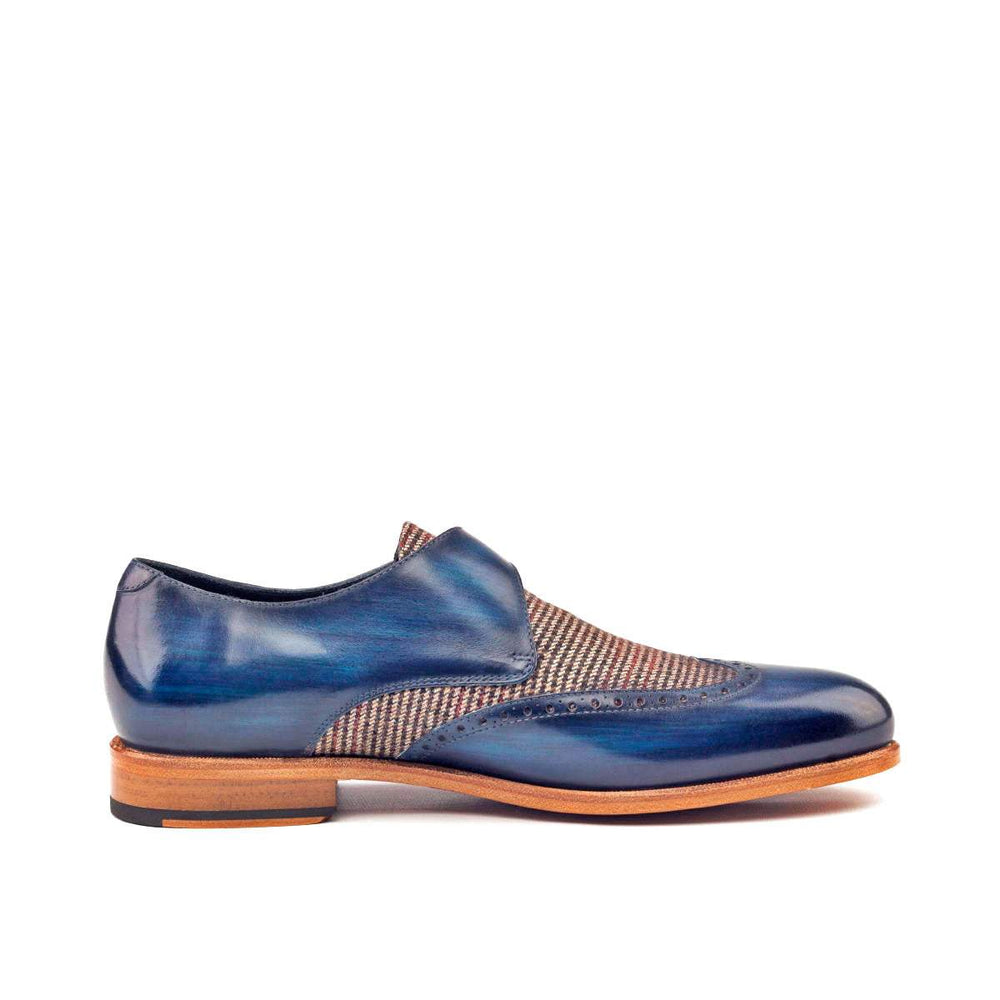Men's Single Monk Shoes Patina Leather Brown Blue 2632 2- MERRIMIUM