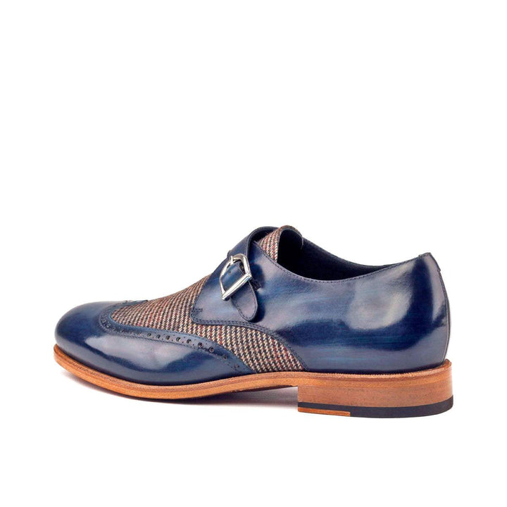 Men's Single Monk Shoes Patina Leather Brown Blue 2632 3- MERRIMIUM