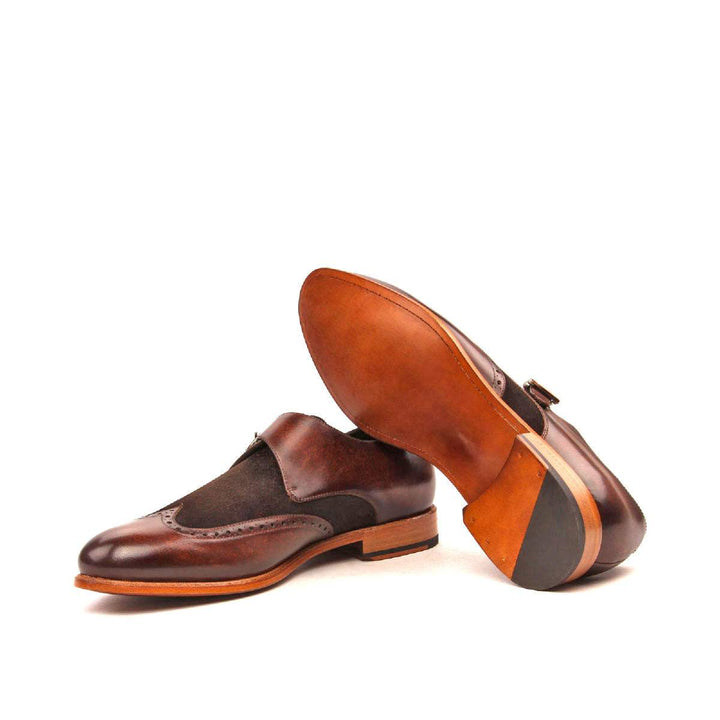 Men's Single Monk Shoes Patina Leather Dark Brown 2441 2- MERRIMIUM