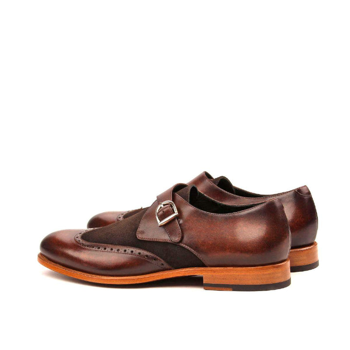 Men's Single Monk Shoes Patina Leather Dark Brown 2441 4- MERRIMIUM