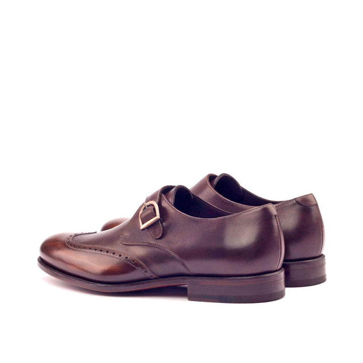 Men's Single Monk Shoes Patina Leather Dark Brown 3011 4- MERRIMIUM