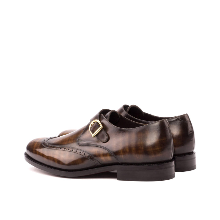 Men's Single Monk Shoes Patina Leather Goodyear Welt Brown 3527 4- MERRIMIUM