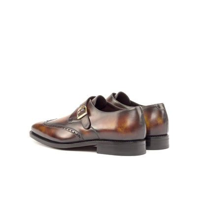 Men's Single Monk Shoes Patina Leather Goodyear Welt Burgundy 4683 4- MERRIMIUM