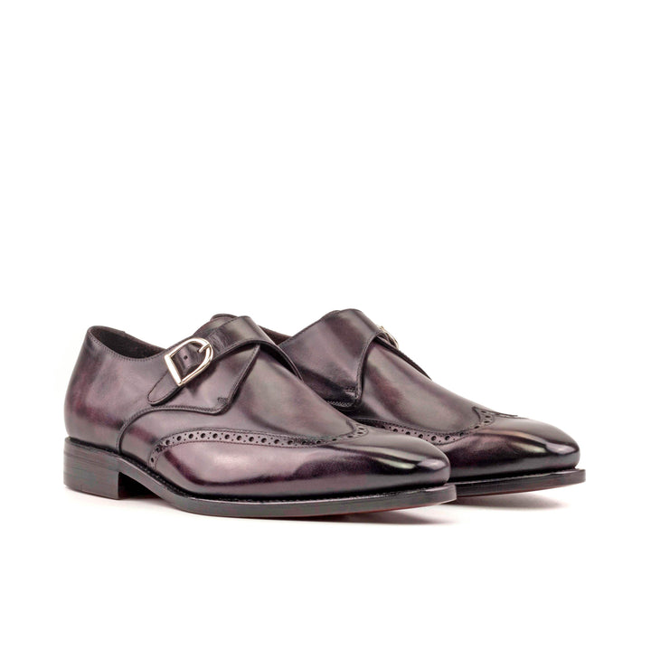 Men's Single Monk Shoes Patina Leather Goodyear Welt Violet 5425 6- MERRIMIUM