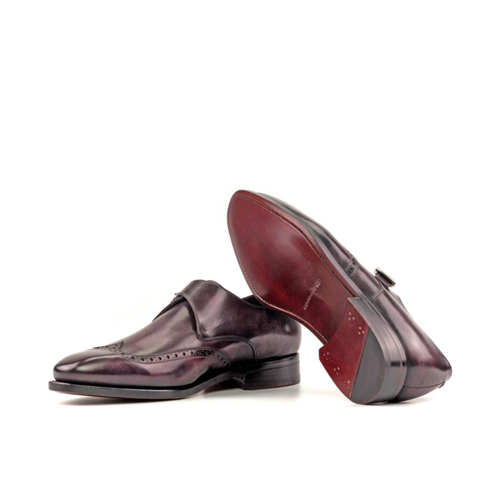 Men's Single Monk Shoes Patina Leather Goodyear Welt Violet 5425 3- MERRIMIUM