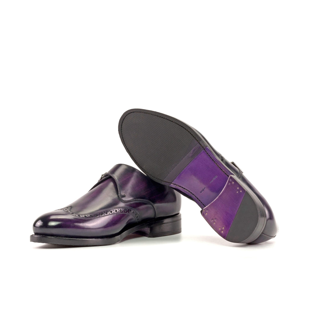 Men's Single Monk Shoes Patina Leather Goodyear Welt Violet 5503 2- MERRIMIUM