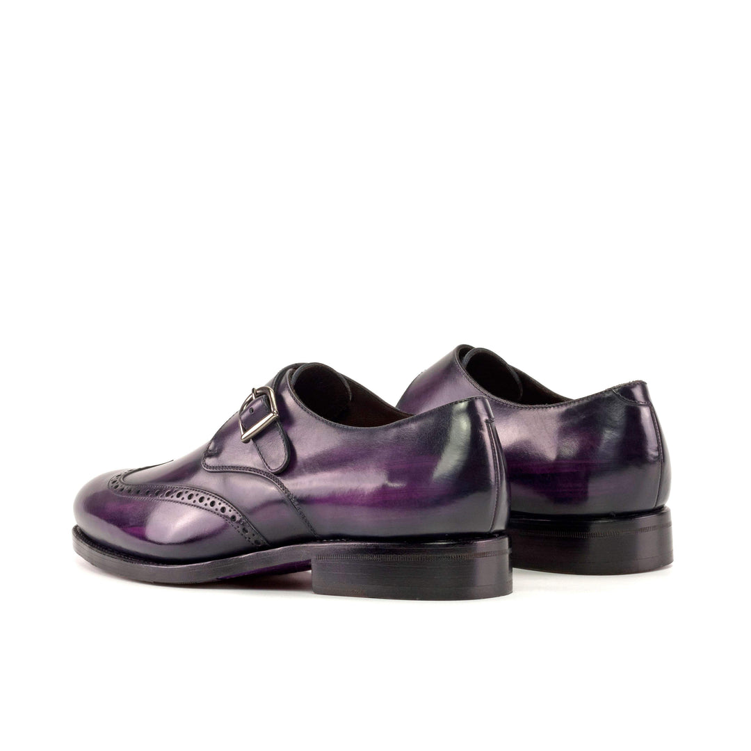 Men's Single Monk Shoes Patina Leather Goodyear Welt Violet 5503 4- MERRIMIUM