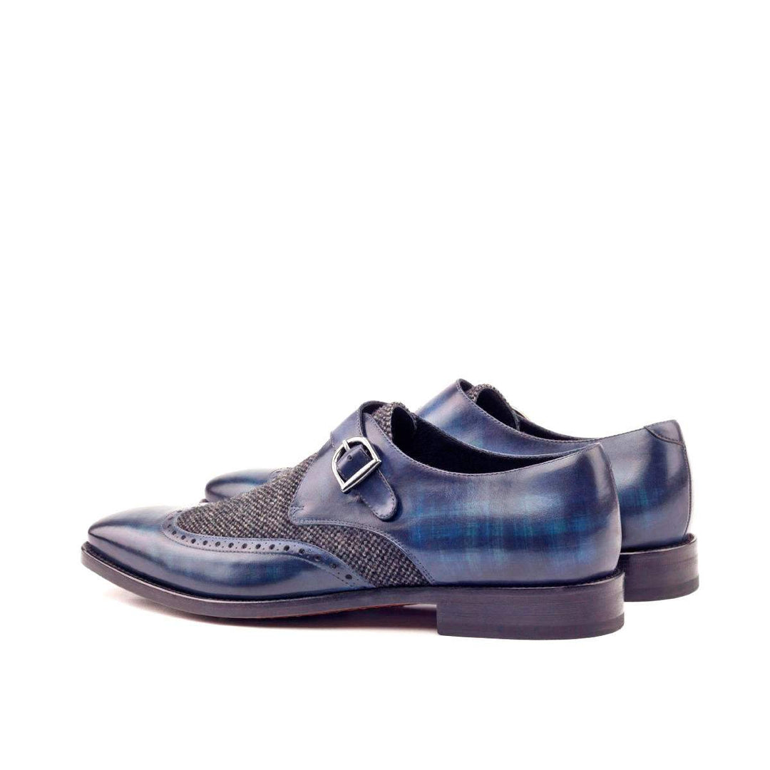 Men's Single Monk Shoes Patina Leather Grey Blue 2769 4- MERRIMIUM