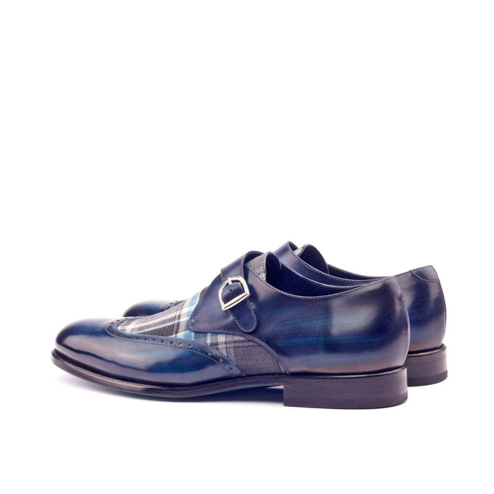 Men's Single Monk Shoes Patina Leather Grey Blue 3006 4- MERRIMIUM