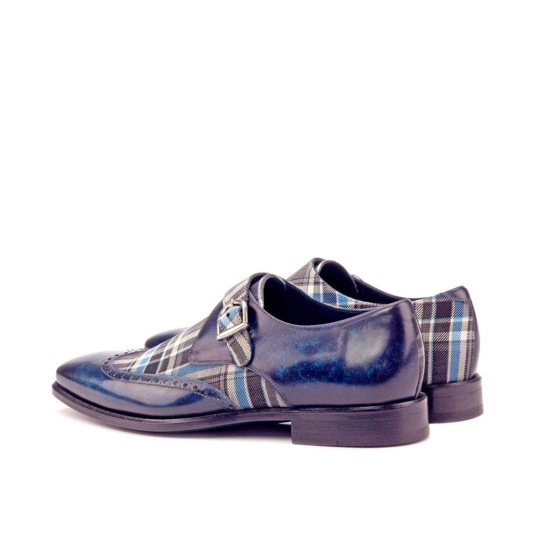 Men's Single Monk Shoes Patina Leather Grey Blue 3251 4- MERRIMIUM