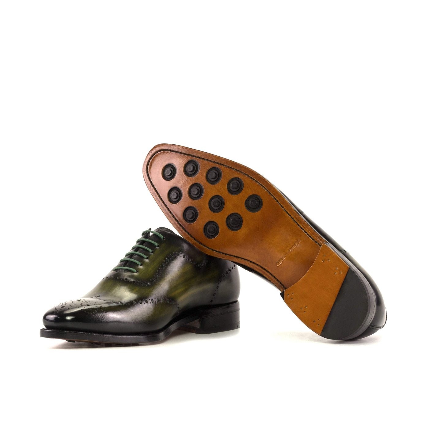 Men's Wholecut Shoes Patina Leather Goodyear Welt Brown Green 5444 2- MERRIMIUM