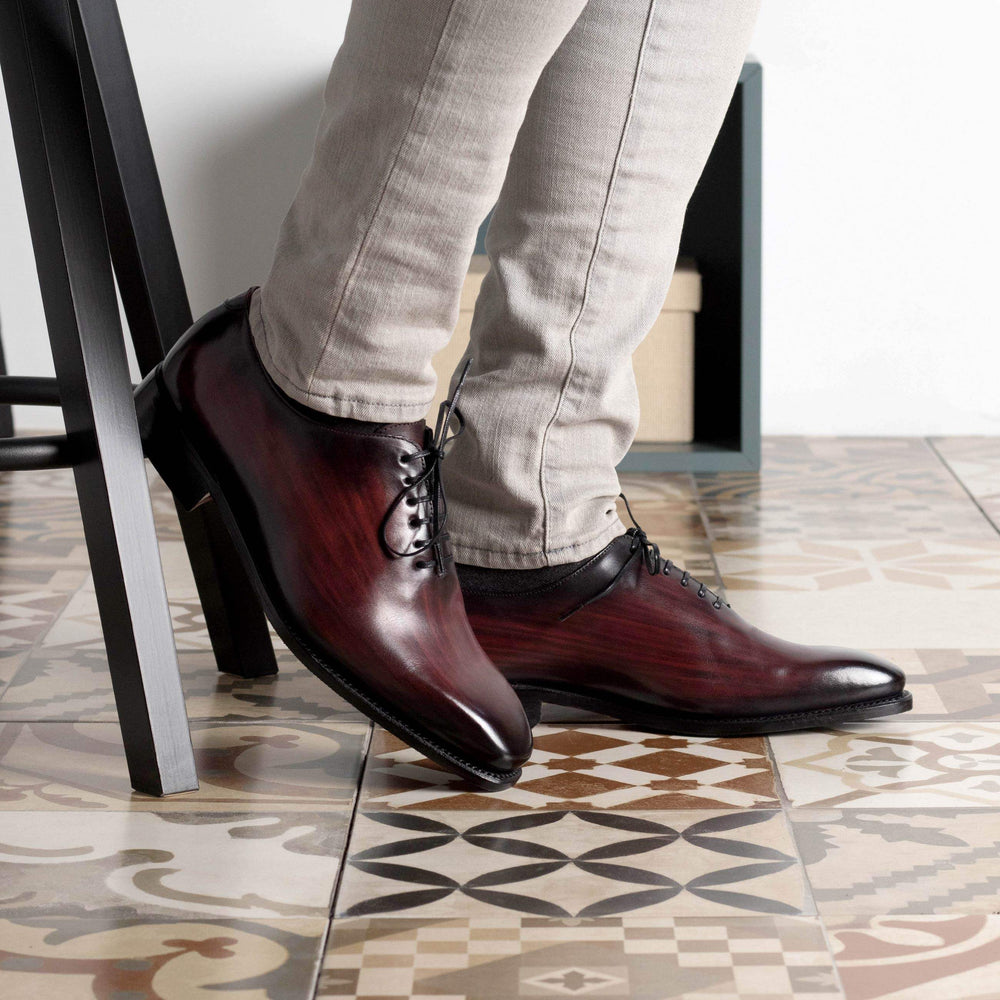 Men's Wholecut Shoes Patina Leather Goodyear Welt Burgundy 5681 2- MERRIMIUM