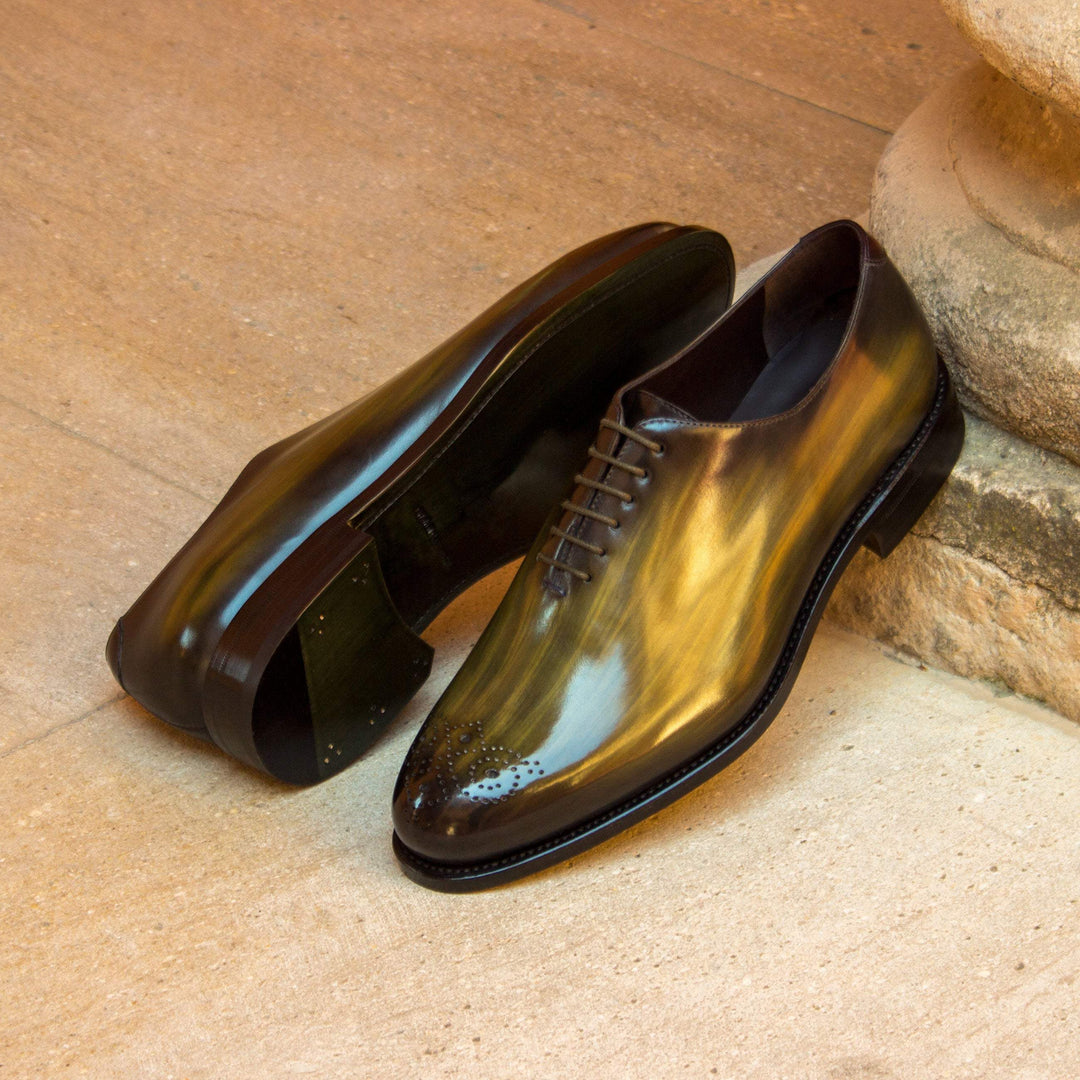 Men's Wholecut Shoes Patina Leather Goodyear Welt Burgundy Green 3468 1- MERRIMIUM--GID-2440-3468