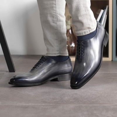 Men's Wholecut Shoes Patina Leather Goodyear Welt Grey 5655 5- MERRIMIUM
