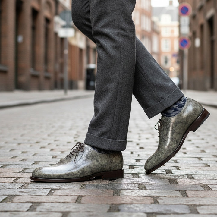 Men's Cartography Grey Marble Patina Wholecut Goodyear Welt Shoes Limited Edition