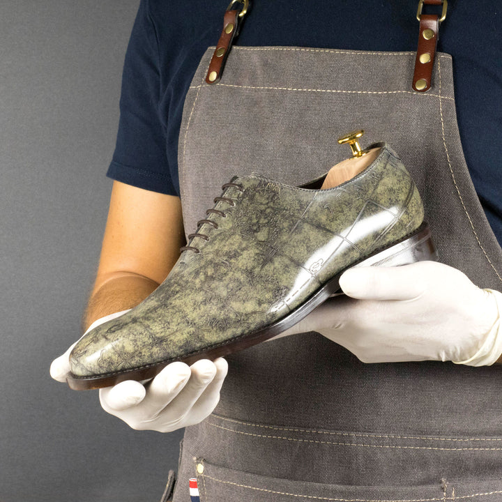 Men's Cartography Grey Marble Patina Wholecut Goodyear Welt Shoes Limited Edition-MERRIMIUM