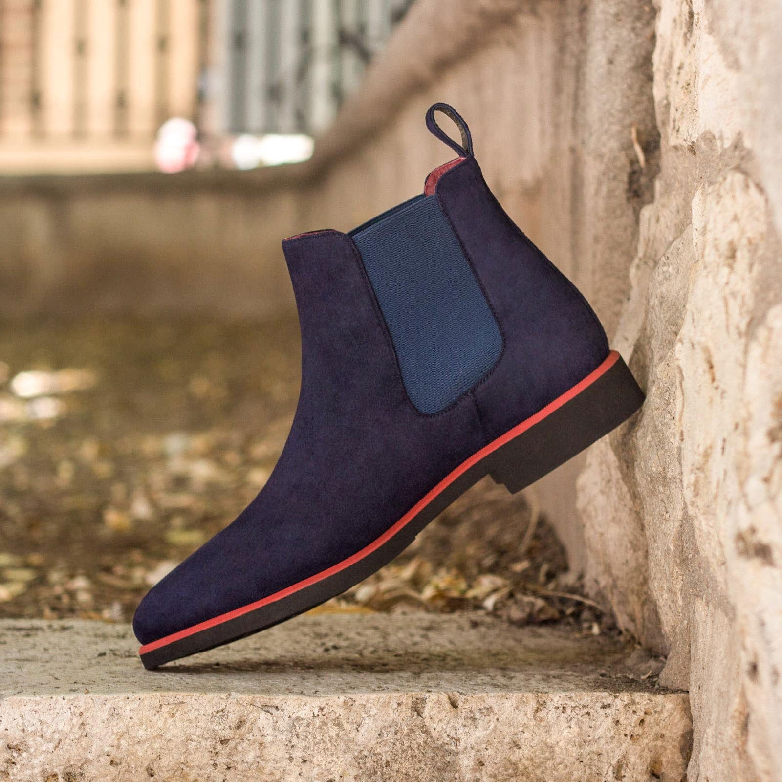 Men's Chelsea Boots Classic Leather Wide Plus Size Blue 3018 – MERRIMIUM