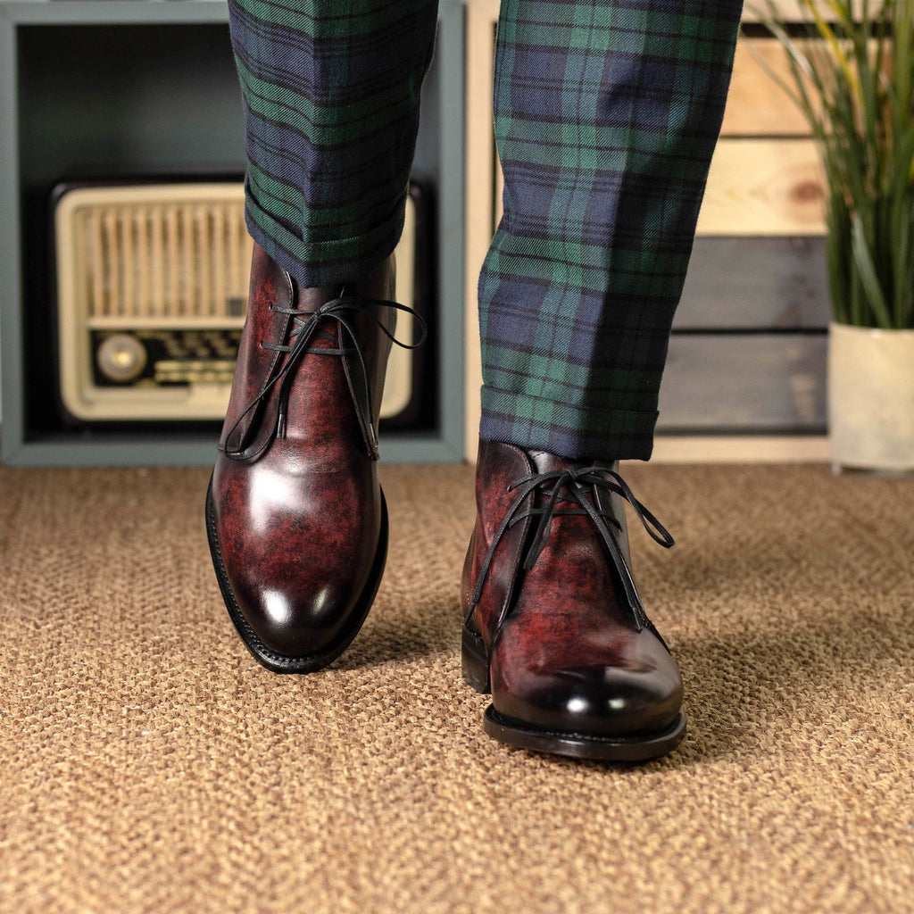 burgundy dress boots men Oxblood & burgundy plain-toe Men's Dress Boots