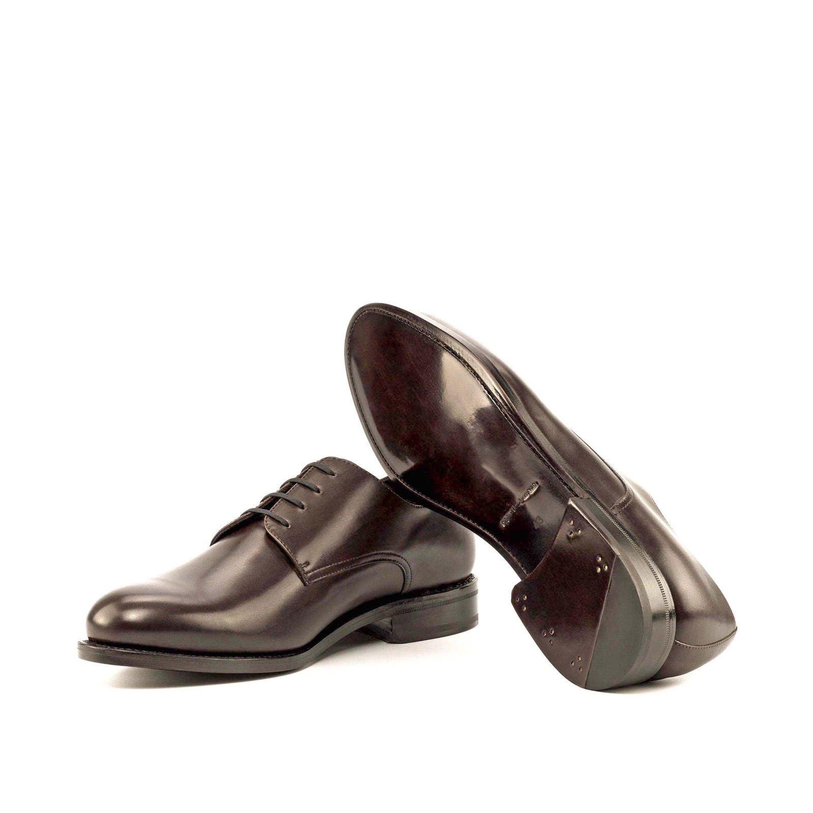 Men's Derby Leather Shoes Goodyear Welt Wide Plus Size Dark Brown