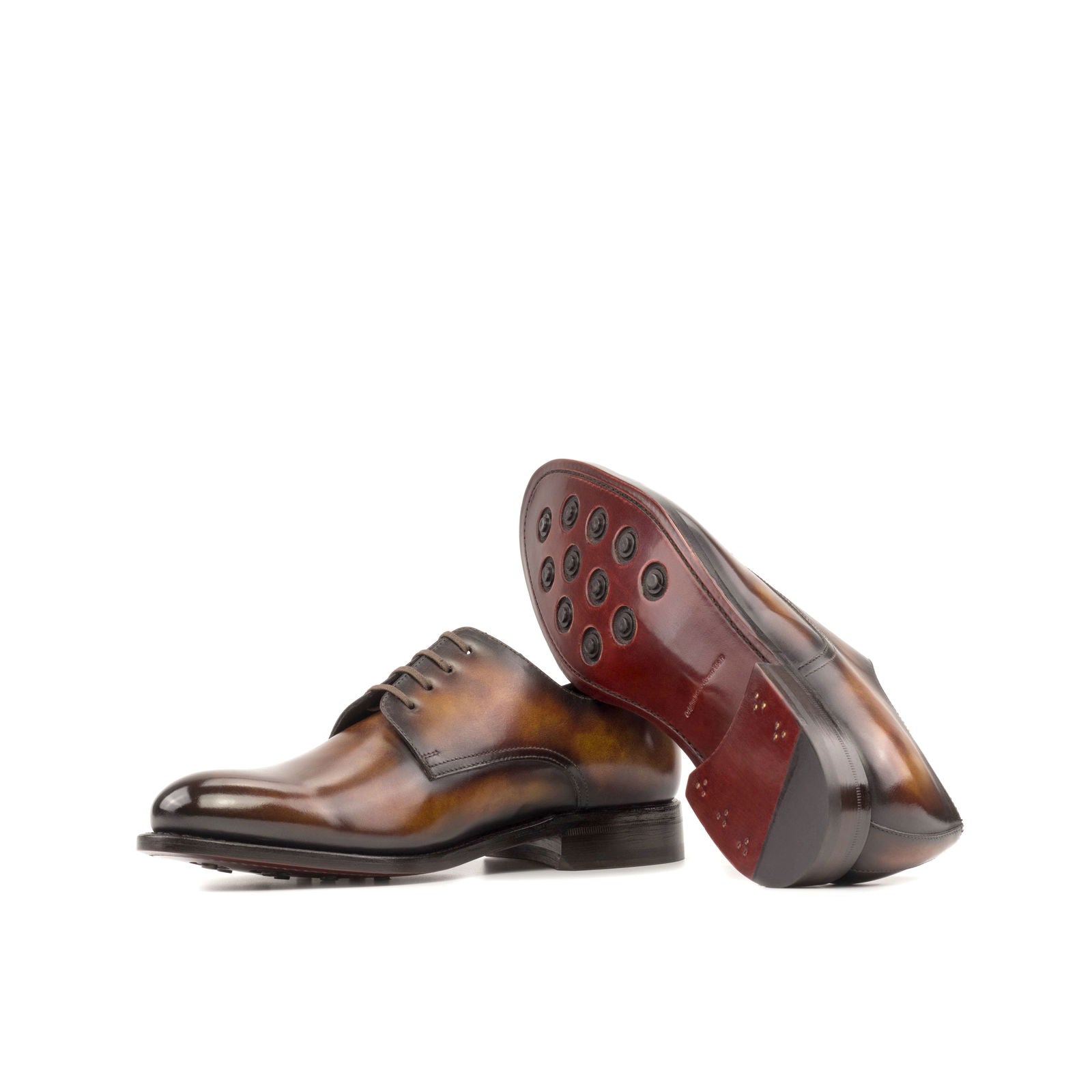 売約済み　未使用 革靴 Goodyear Welted Derby Shoes Men's Derby Shoes Patina Leather Goodyear Welt Wide Plus Size