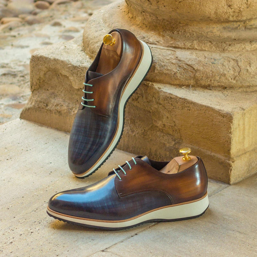 Men's Derby Shoes Patina Wide Plus Size Blue Brown 2956 41.5EU / EE=D+9mm Men's Derby Shoes Patina Wide Plus Size Blue Brown 2956 41.5EU / EE=D+9mm