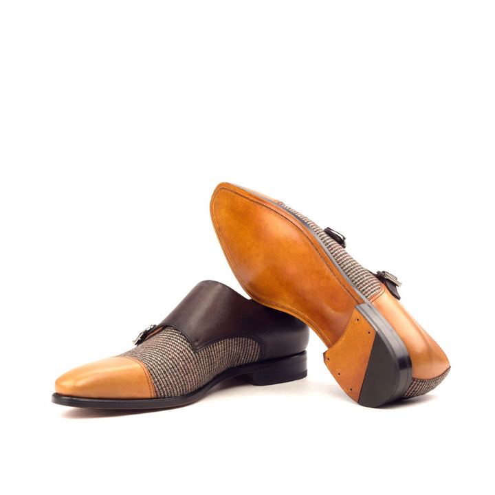 Men's Double Monk Leather Shoes Wide Plus Size Brown Dark Brown 2569 2 MERRIMIUM