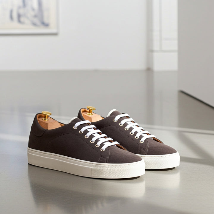 Men's Leather Trainers Wide Plus Size Grey 3439