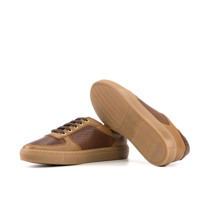 Men's Low Top Trainer Leather Shoes Wide Plus Size Brown 5853 2 MERRIMIUM