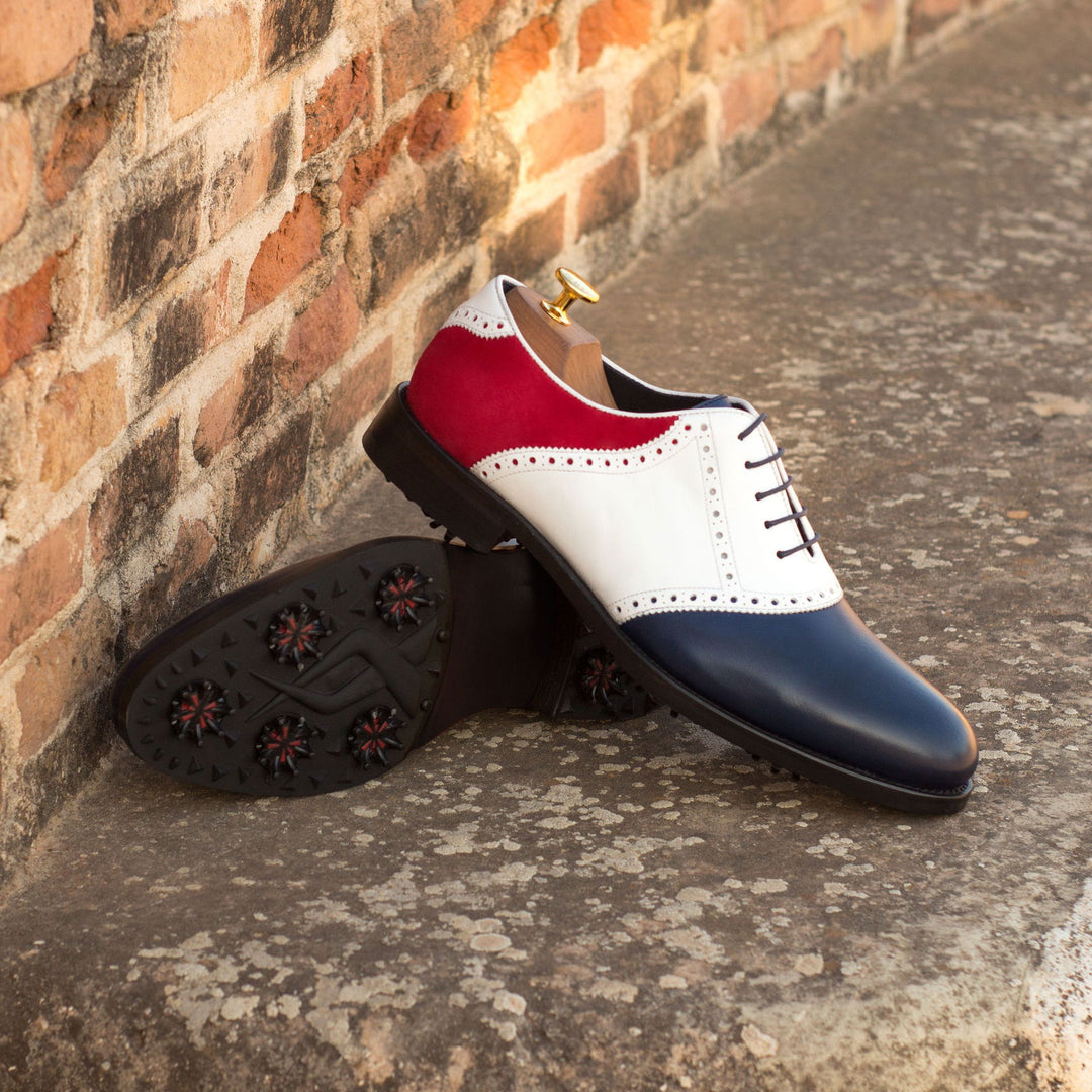 Men's Saddle Golf Leather Shoes Wide Plus Size White Blue 3659 49EU / Standard D Men's Saddle Golf Leather Shoes Wide Plus Size White Blue 3659 49EU / Standard D