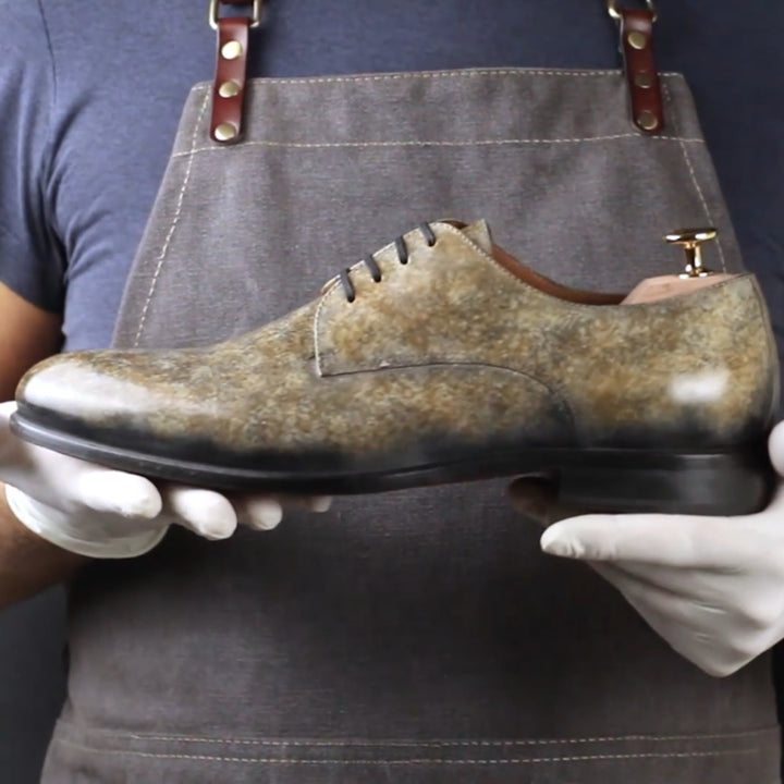 Men's Taupe Stone Derby Patina Shoes Limited Edition
