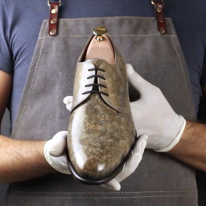 Men's Taupe Stone Derby Patina Shoes Limited Edition