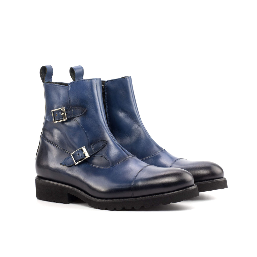 Octavian Buckle Boot-Painted Calf, Blue 4-MERRIMIUM
