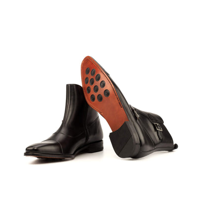 Octavian Buckle Boot-Painted Calf, Box Calf, Black 2-MERRIMIUM