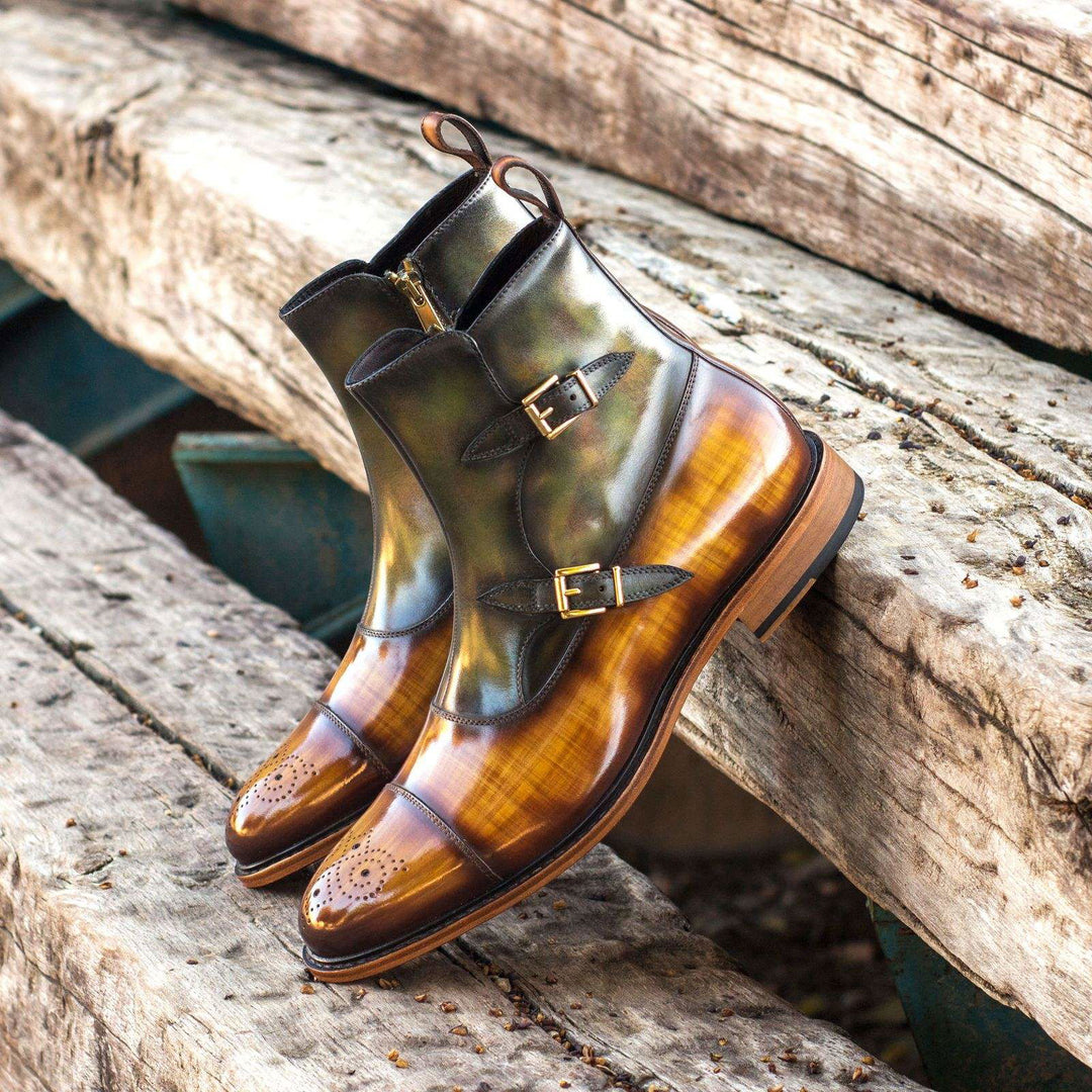 Octavian Buckle Boot-Patina, Green, Brown 1-MERRIMIUM-WS