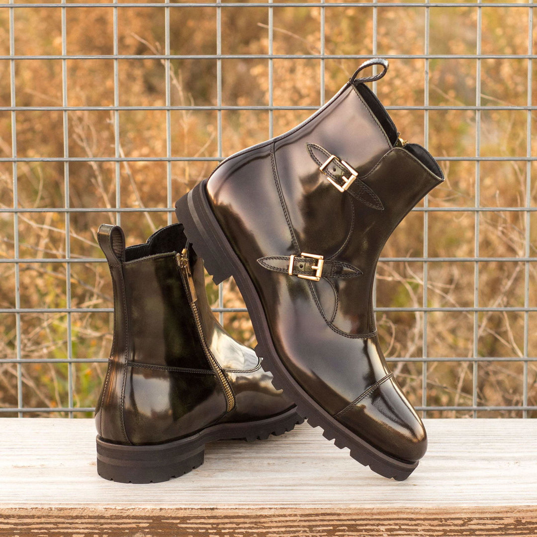 Octavian Buckle Boot-Polished Calf, Green 1-MERRIMIUM-WS