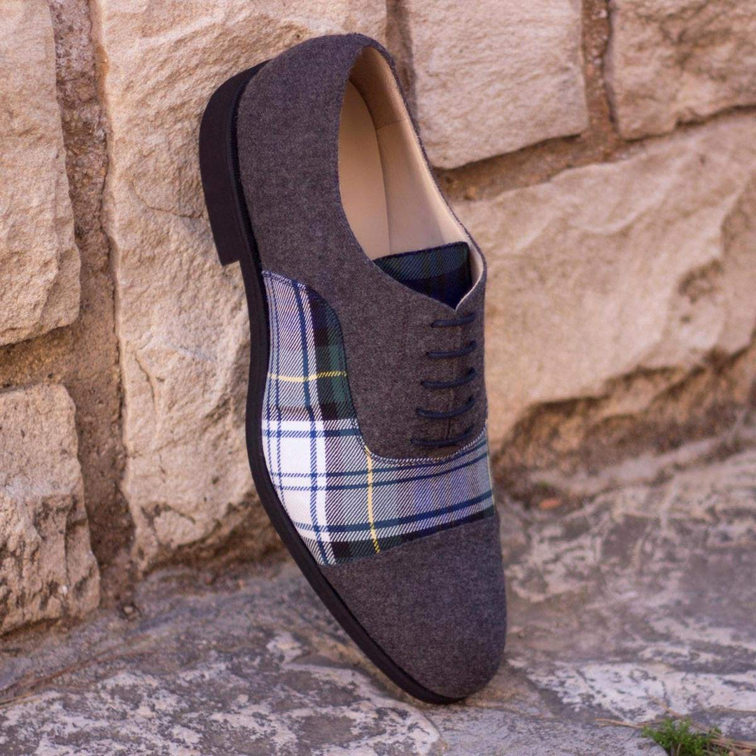 Oxford-Painted Calf, Flannel, Sartorial, Dark Brown, Grey, Blue 1-MERRIMIUM-WS