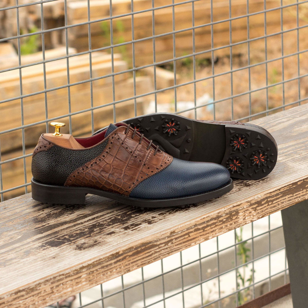 Saddle-Pebble Grain, Painted Croco, Blue, Black, Brown 1-MERRIMIUM-WS