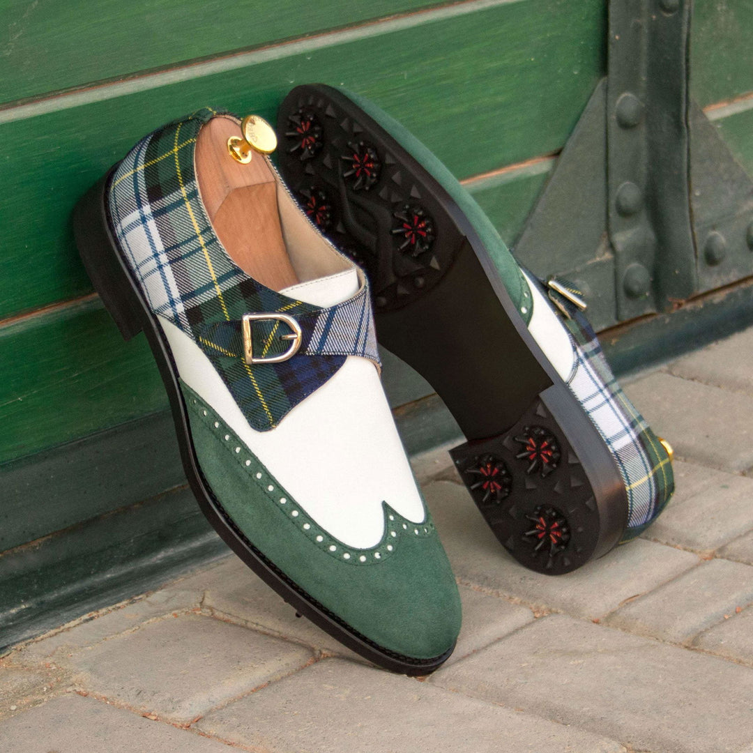 Single Monk-Kid Suede, Box Calf, Sartorial, Green, White, Blue 1-MERRIMIUM-WS