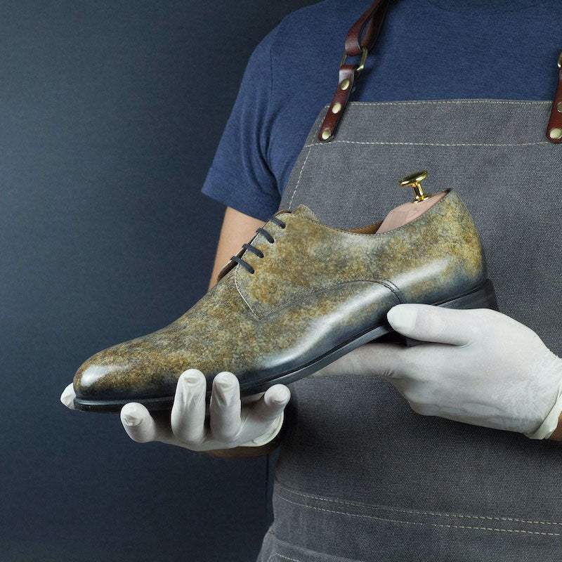 Taupe Stone Derby Patina Shoes Limited Edition-Wholesale - MERRIMIUM
