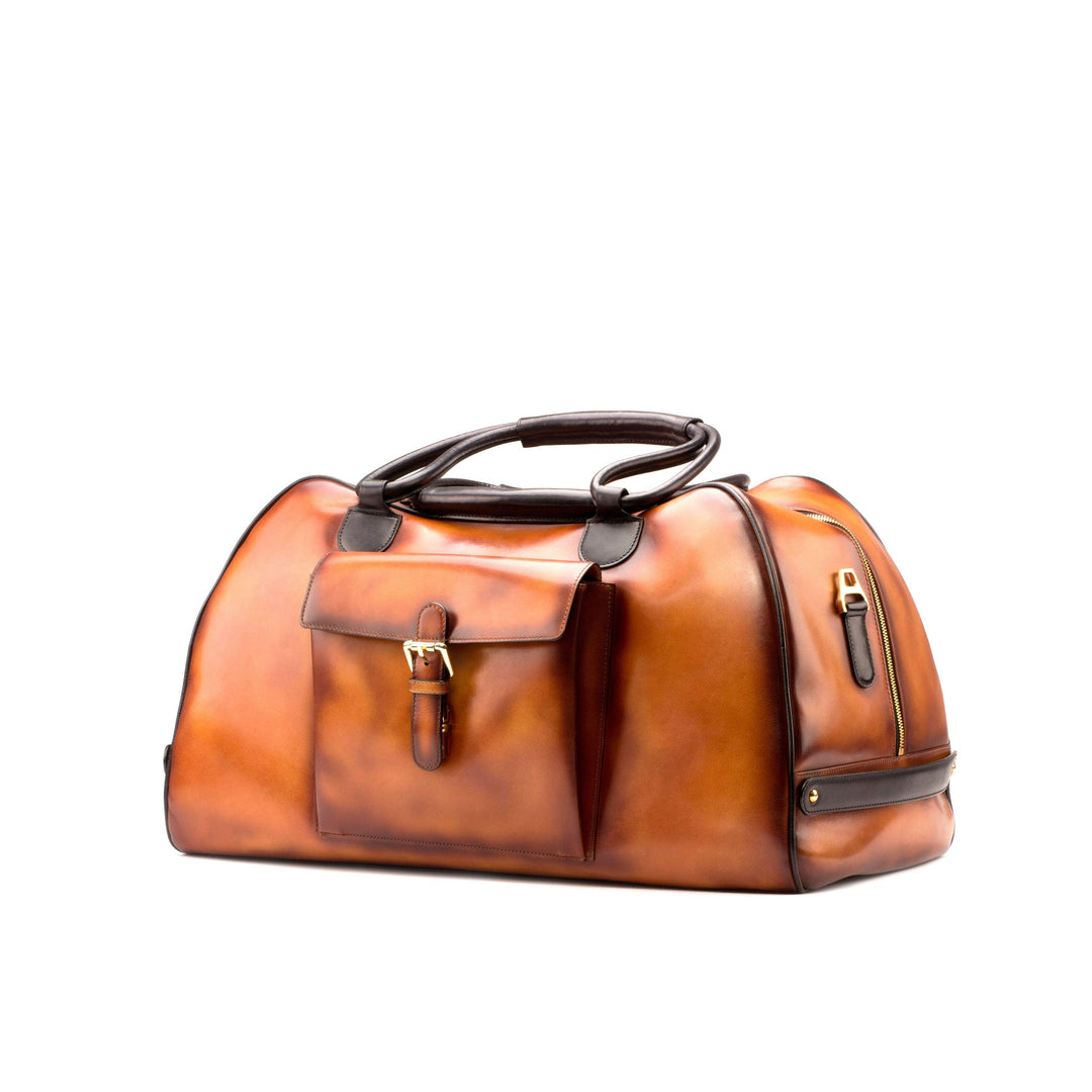 Travel Sport Duffle Bag Leather Brown Black 3511 3- MERRIMIUM