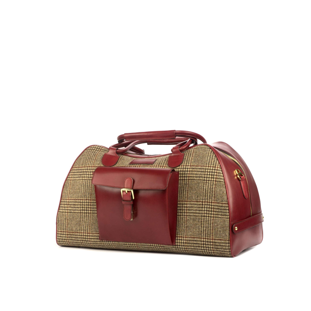 Travel Sport Duffle Bag Leather Brown Red 4507 3- MERRIMIUM