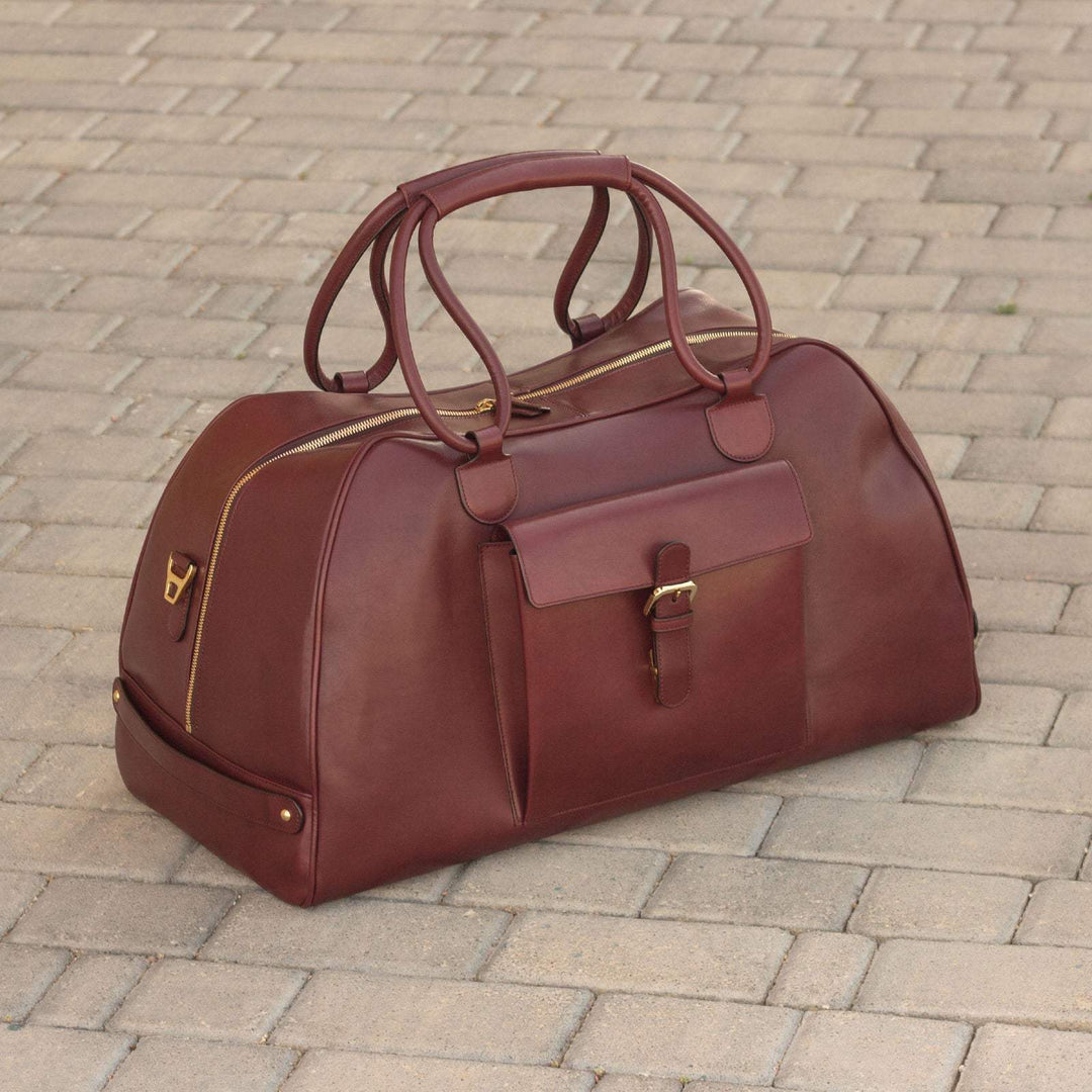 Travel Sport Duffle Bag Leather Burgundy Black 2935 1- MERRIMIUM--GID-1939-2935