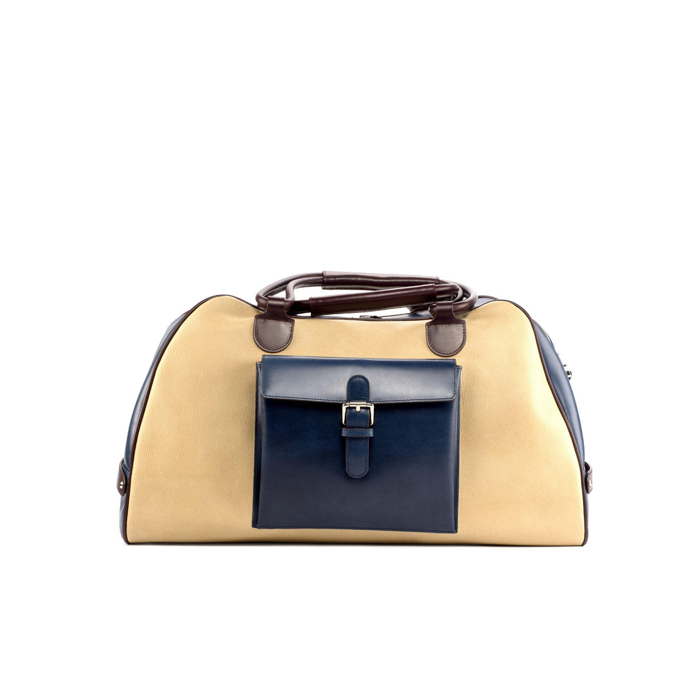 Travel Sport Duffle Bag Leather Burgundy Blue 4431 2- MERRIMIUM