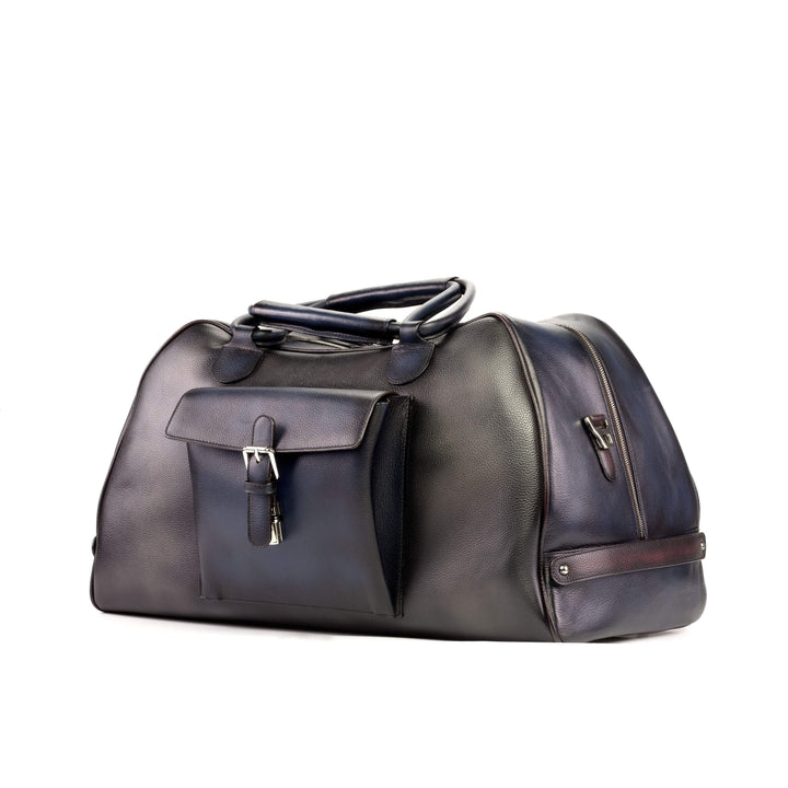 Travel Sport Duffle Bag Leather Burgundy Grey 5225 3- MERRIMIUM