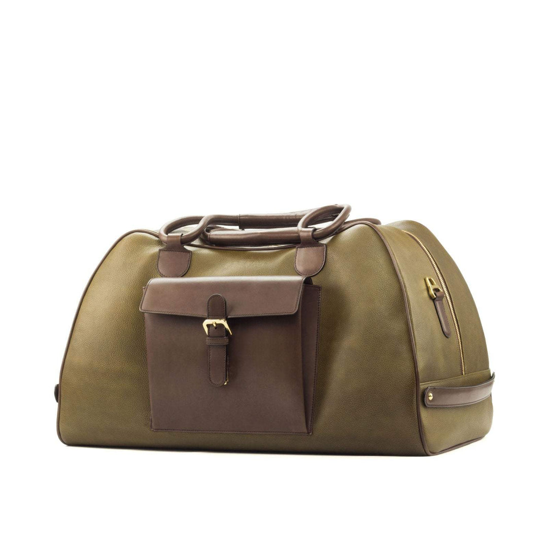 Travel Sport Duffle Bag Leather Dark Brown Green 2929 4- MERRIMIUM