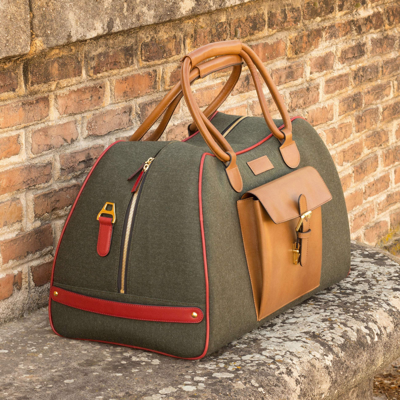 Travel Sport Duffle Bag Leather Green Brown 4730 1- MERRIMIUM--GID-1939-4730