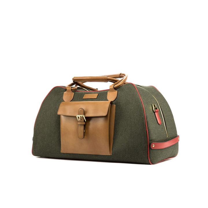 Travel Sport Duffle Bag Leather Green Brown 4730 3- MERRIMIUM