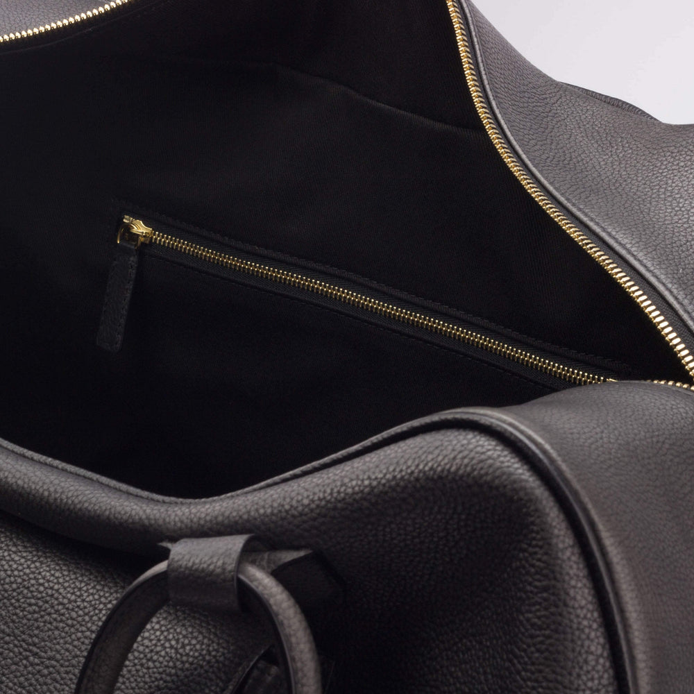 Travel Sport Duffle Bag Leather Grey Black 3146 2- MERRIMIUM